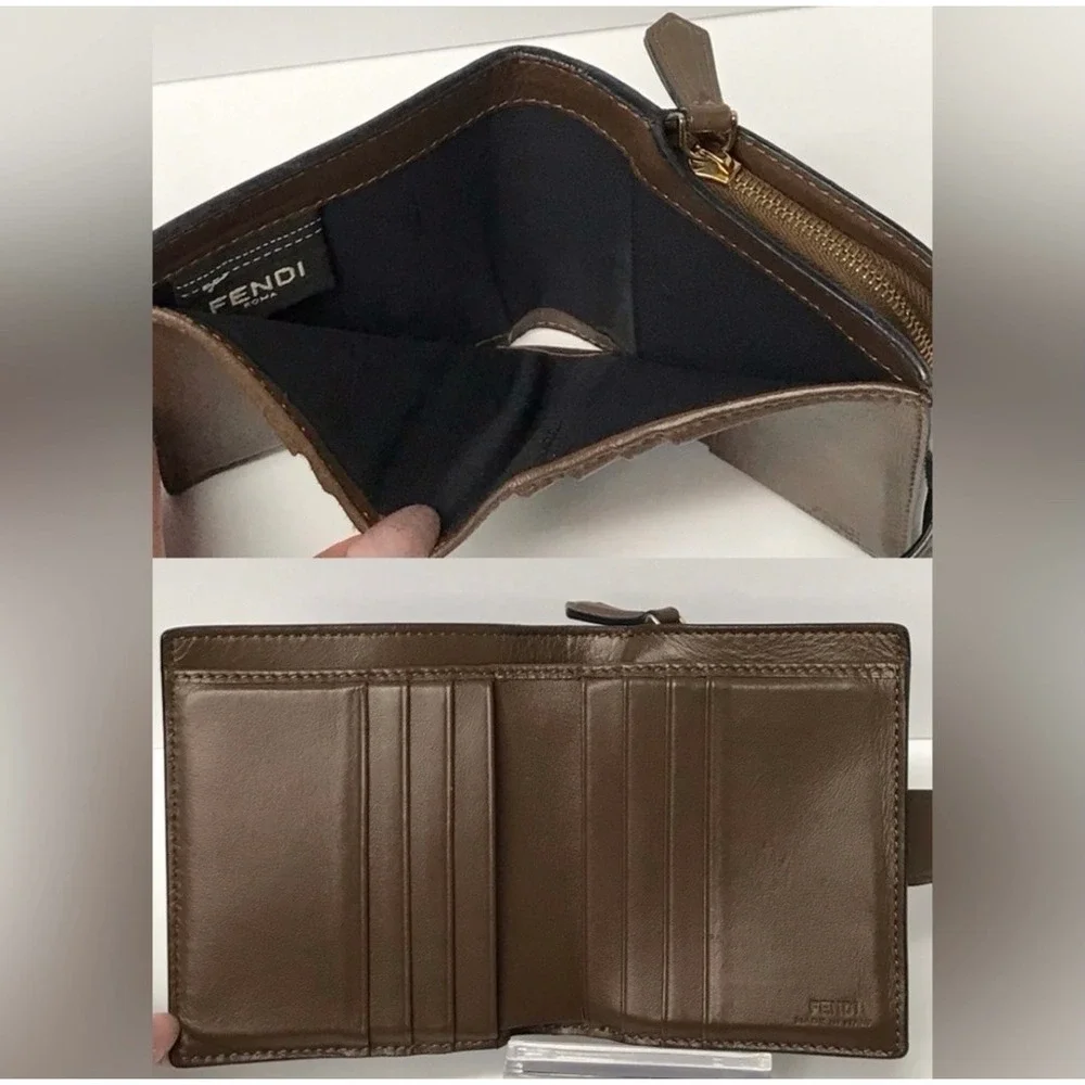 Fendi Roma Wallet‎ FF Logo Snap Closure Bifold Coin Purse - Picture 10 of 13